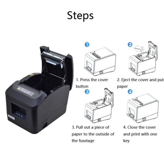 Xprinter XP-A160M Thermal Printer Catering Bill POS Cash Register Printer, Style:US Plug(USB)