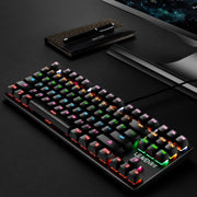 LEAVEN K550 87 Keys Green Shaft Gaming Athletic Office Notebook Punk Mechanical Keyboard, Cable Length: 1.8m(Black)