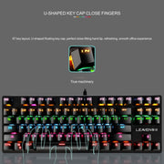 LEAVEN K550 87 Keys Green Shaft Gaming Athletic Office Notebook Punk Mechanical Keyboard, Cable Length: 1.8m(Blue)