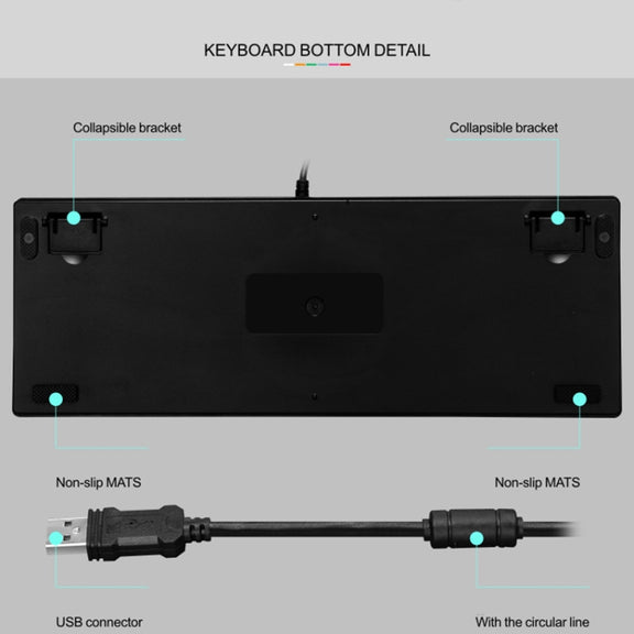 LEAVEN K550 87 Keys Green Shaft Gaming Athletic Office Notebook Punk Mechanical Keyboard, Cable Length: 1.8m(Blue)