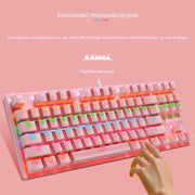 LEAVEN K550 87 Keys Green Shaft Gaming Athletic Office Notebook Punk Mechanical Keyboard, Cable Length: 1.8m(Blue)