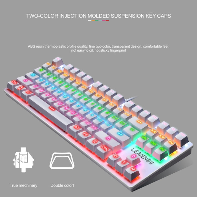 LEAVEN K550 87 Keys Green Shaft Gaming Athletic Office Notebook Punk Mechanical Keyboard, Cable Length: 1.8m(Blue)