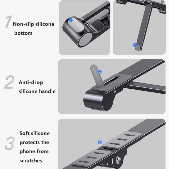Metal Laptop Stand Computer Cooling Folding Mini Flat Raised Bracket(Gray)