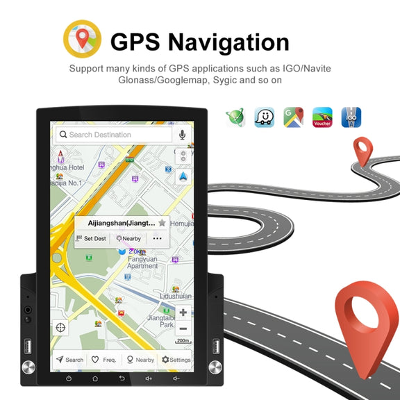 9.7 inch Vertical Screen HD 2.5D Glass Car MP5 Player Android Navigation All-in-one Machine, Specification:Standard+12 Lights Camera