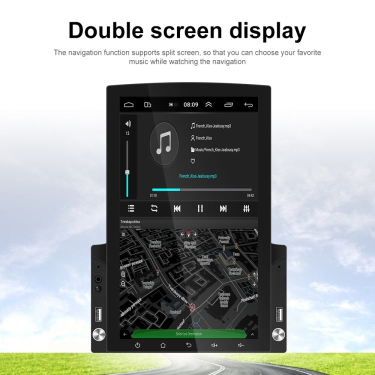 9.7 inch Vertical Screen HD 2.5D Glass Car MP5 Player Android Navigation All-in-one Machine, Specification:Standard+12 Lights Camera