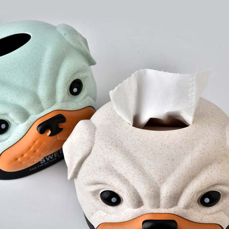 Creative Wheat Bobbi Dog Tissue Box Living Room Bedroom Desktop Pumping Paper Roll Paper Storage Box(Green)