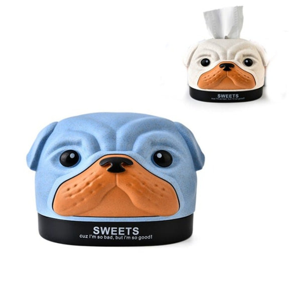 Creative Wheat Bobbi Dog Tissue Box Living Room Bedroom Desktop Pumping Paper Roll Paper Storage Box(Blue)