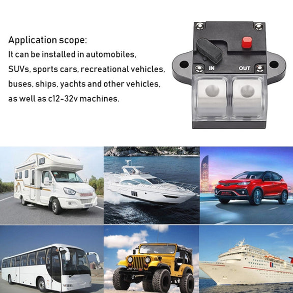250A Auto Circuit Breaker Car Audio Fuse Holder Power Insurance Automatic Switch(Black)
