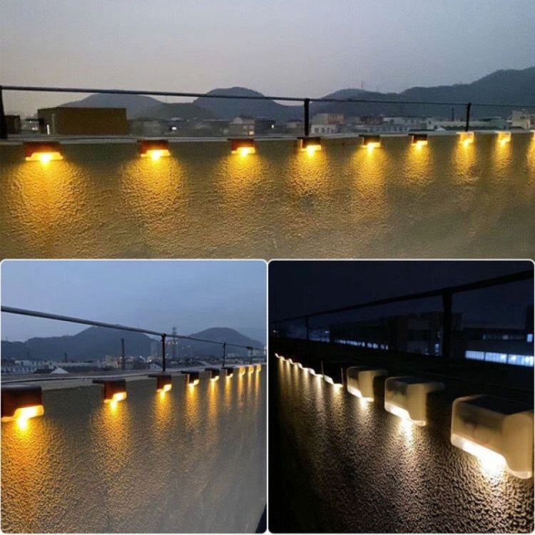4 PCS Solar Railing Light Staircase Light Outdoor Water-resistant LED Step Light Garden Decoration Landscape Light, Warm White Light(Brown)