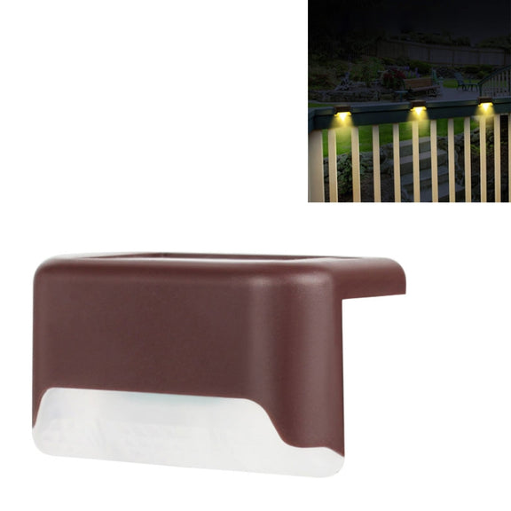 4 PCS Solar Railing Light Staircase Light Outdoor Water-resistant LED Step Light Garden Decoration Landscape Light, Warm White Light(Brown)