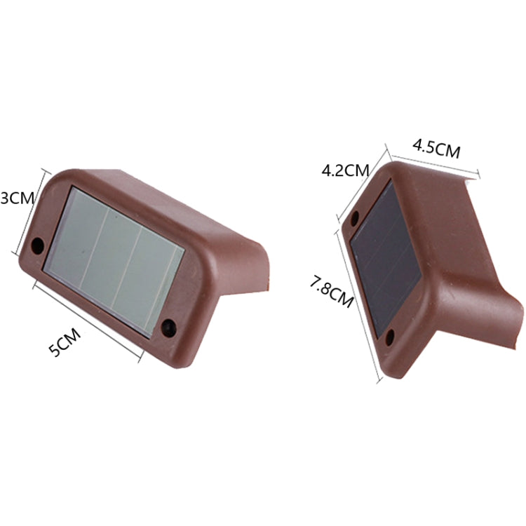4 PCS Solar Railing Light Staircase Light Outdoor Water-resistant LED Step Light Garden Decoration Landscape Light, Warm White Light(Brown)