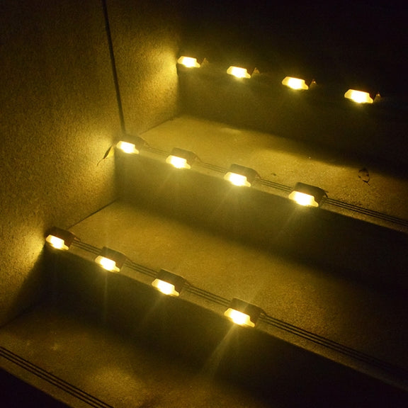 4 PCS Solar Railing Light Staircase Light Outdoor Water-resistant LED Step Light Garden Decoration Landscape Light, Warm White Light(Brown)