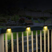 4 PCS Solar Railing Light Staircase Light Outdoor Water-resistant LED Step Light Garden Decoration Landscape Light, Warm White Light(Brown)
