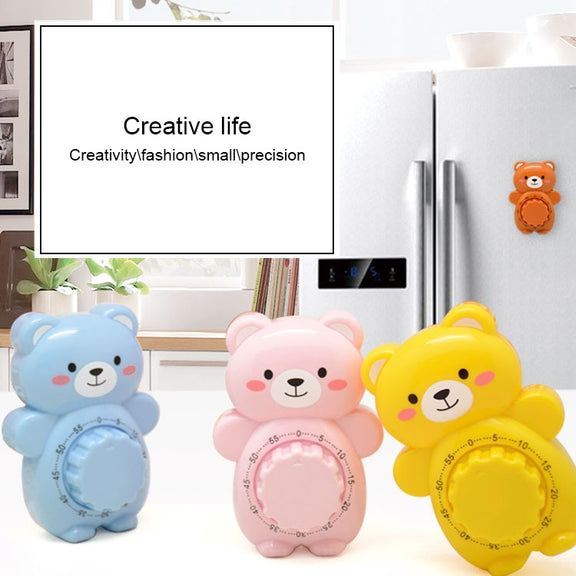 Cartoon Bear Timer Kitchen Gadget Mechanical Timer(Yellow)