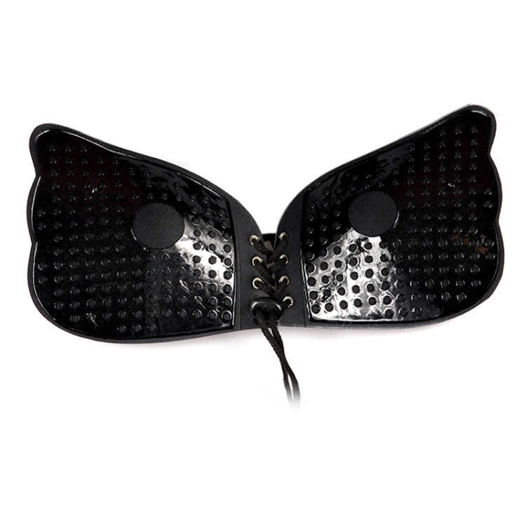 Women Self-Adhesive Strapless Bandage Blackless Solid Bra Silicone Underwear Invisible Bra, Size:S (T Black)