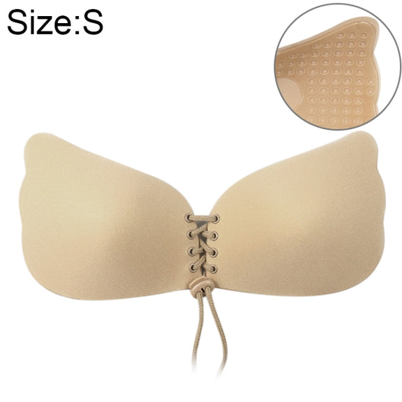 Women Self-Adhesive Strapless Bandage Blackless Solid Bra Silicone Underwear Invisible Bra, Size:S (T Khaki)