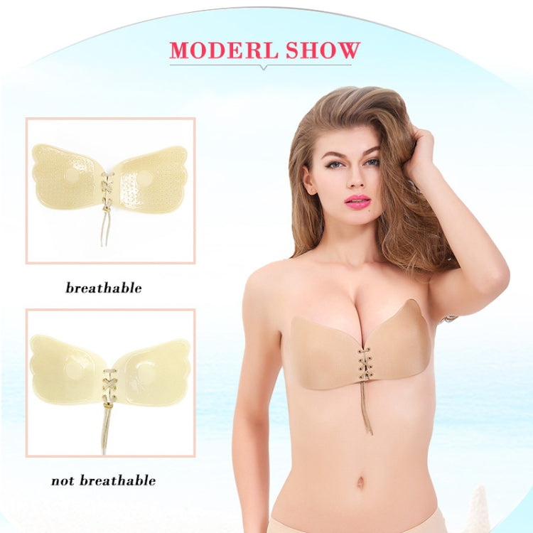 Women Self-Adhesive Strapless Bandage Blackless Solid Bra Silicone Underwear Invisible Bra, Size:M (T Khaki)