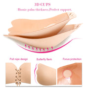 Women Self-Adhesive Strapless Bandage Blackless Solid Bra Silicone Underwear Invisible Bra, Size:L (T Black)