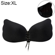 Women Self-Adhesive Strapless Bandage Blackless Solid Bra Silicone Underwear Invisible Bra, Size:XL(T Black)