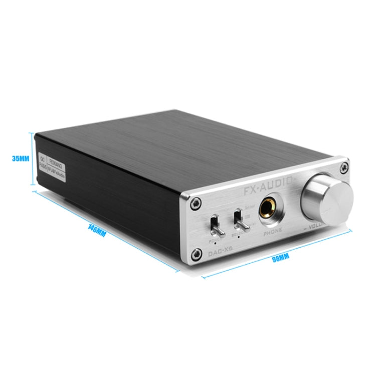 FX-AUDIO DAC-X6 Fever HiFi Fiber Coaxial USB Amp Digital Audio DAC Decoder 24BIT/192(Silver) - free shipping - PMC Jewellery - Order now!
