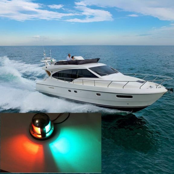 4W 12V IP65 Water-resistant Stainless Steel Two-color Marine Signal Light Red and Green LED Lights