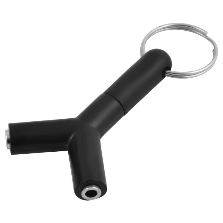 Mini Y Shaped 3.5mm Male to Double 3.5mm Female Jack Audio Headset Adapter Connector Keychain(Black) - Splitter Adapter by PMC TechLife | Online Shopping South Africa | PMC TechLife