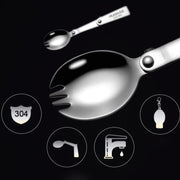 2PCS Stainless Steel Folding Fork Spoon Integrated Dual-use Picnic Portable Tableware, Random Color Delivery(Spoon)