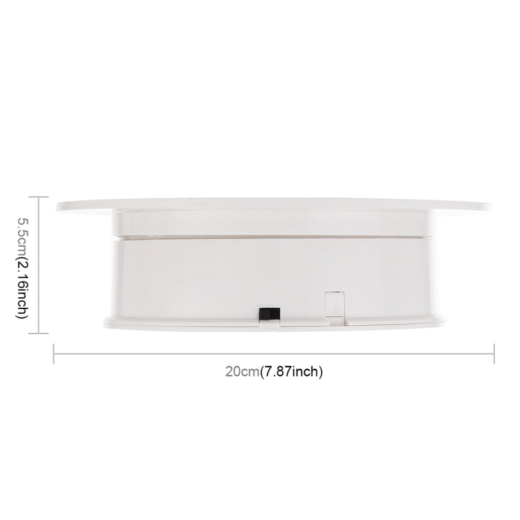 20cm 360 Degree Electric Rotating Turntable Display Stand Photography Video Shooting Props Turntable, Load 1.5kg, Powered by Battery(White)