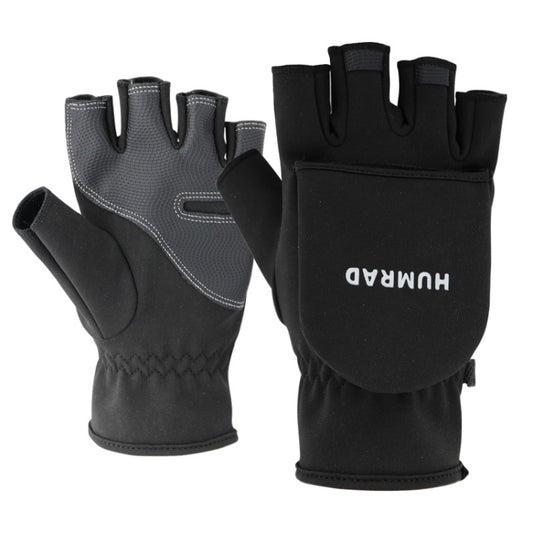 HUMRAO Winter Half-Finger Flip Cover Warm Gloves For Outdoor Sports Skiing And Cycling, Size:L(Black) - Cycling Gloves by HUMRAO | Online Shopping South Africa | PMC Jewellery | Buy Now Pay Later Mobicred