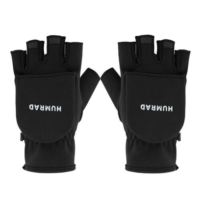 HUMRAO Winter Half-Finger Flip Cover Warm Gloves For Outdoor Sports Skiing And Cycling, Size:L(Black) - Cycling Gloves by HUMRAO | Online Shopping South Africa | PMC Jewellery | Buy Now Pay Later Mobicred