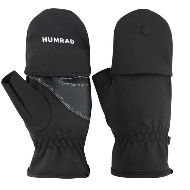 HUMRAO Winter Half-Finger Flip Cover Warm Gloves For Outdoor Sports Skiing And Cycling, Size:L(Black) - Cycling Gloves by HUMRAO | Online Shopping South Africa | PMC Jewellery | Buy Now Pay Later Mobicred