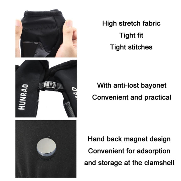 HUMRAO Winter Half-Finger Flip Cover Warm Gloves For Outdoor Sports Skiing And Cycling, Size:L(Black)