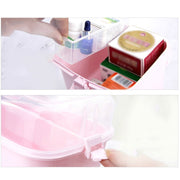 Multifunctional Transparent Plastic Cosmetic Storage Box Household Supplies Storage Pill Box(White)