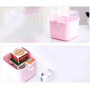 Multifunctional Transparent Plastic Cosmetic Storage Box Household Supplies Storage Pill Box(White)