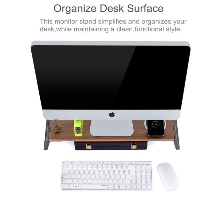 Monitor Stand Riser with Metal Feet for iMac MacBook LCD Display Printer, Lapdesk Tabletop Organizer Sturdy Platform Save Space(Dark Wood Grain)