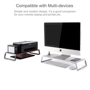 Monitor Stand Riser with Metal Feet for iMac MacBook LCD Display Printer, Lapdesk Tabletop Organizer Sturdy Platform Save Space(Dark Wood Grain)