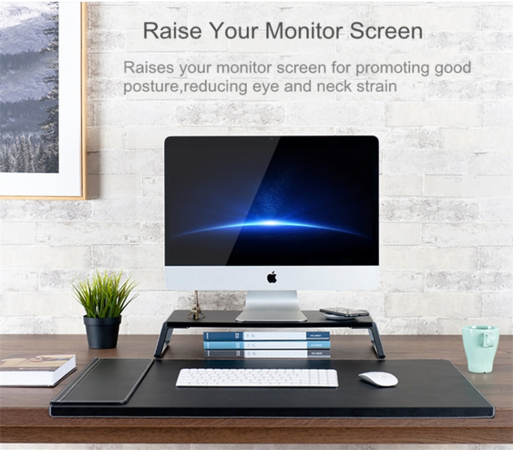Monitor Stand Riser with Metal Feet for iMac MacBook LCD Display Printer, Lapdesk Tabletop Organizer Sturdy Platform Save Space(Dark Wood Grain) - Laptop Stand by PMC Jewellery | Online Shopping South Africa | PMC Jewellery | Buy Now Pay Later Mobicred