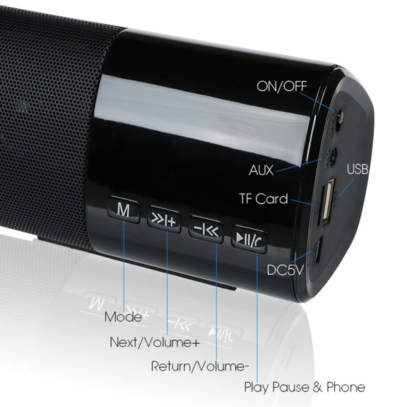 TOPROAD High Power 10W HIFI Portable Wireless Bluetooth Speaker Stereo Soundbar TF FM USB Subwoofer Column for Computer TV Phone(Black)