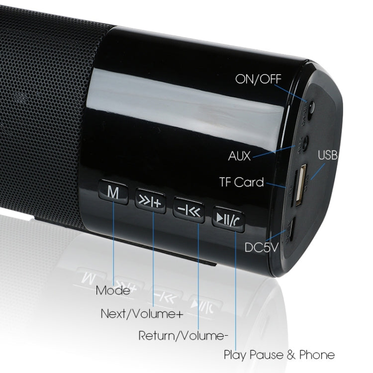 TOPROAD High Power 10W HIFI Portable Wireless Bluetooth Speaker Stereo Soundbar TF FM USB Subwoofer Column for Computer TV Phone(Black)