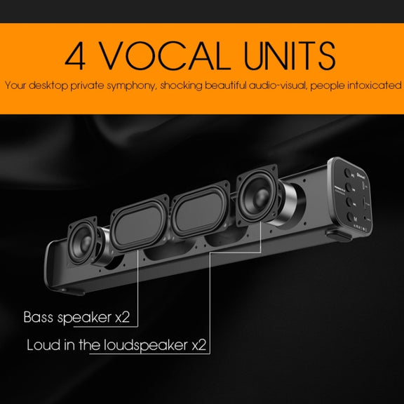 TOPROAD High Power 10W HIFI Portable Wireless Bluetooth Speaker Stereo Soundbar TF FM USB Subwoofer Column for Computer TV Phone(Gold)
