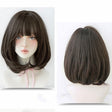 Female Short Hair With Bangs Wig Suitable For Round Face Shoulder Buckle Hair, Color:Black Brown 40CM - free shipping - PMC TechLife - Order now!