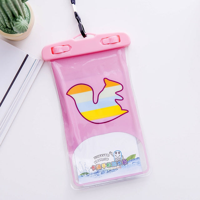 10 PCS Large Outdoor Photo Transparent Water-resistant Cartoon Mobile Phone Bag, Style:Squirrel