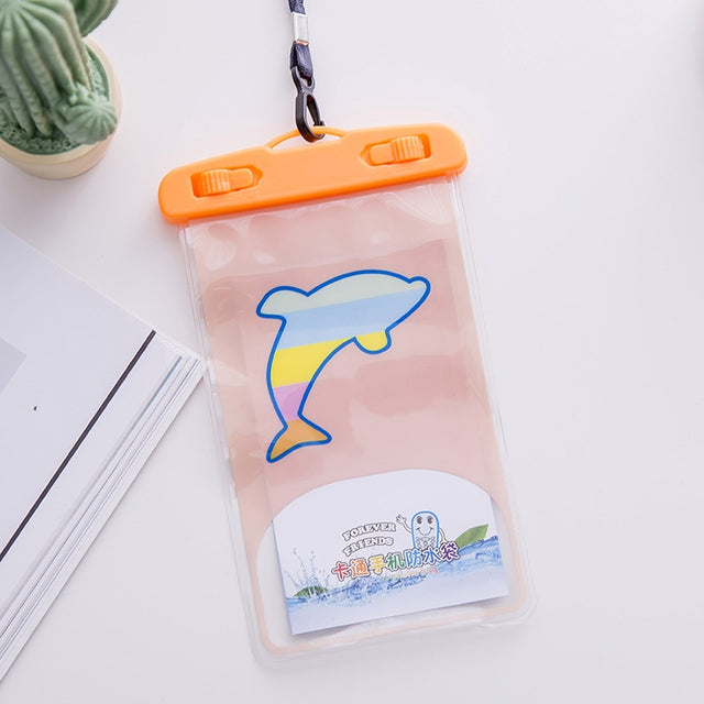 10 PCS Large Outdoor Photo Transparent Water-resistant Cartoon Mobile Phone Bag, Style:Dolphin
