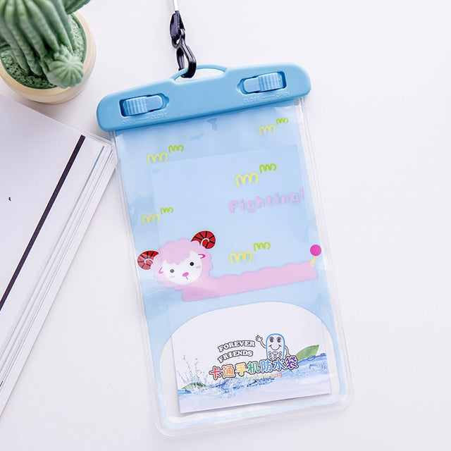 10 PCS Large Outdoor Photo Transparent Water-resistant Cartoon Mobile Phone Bag, Style:Little Pink Cat