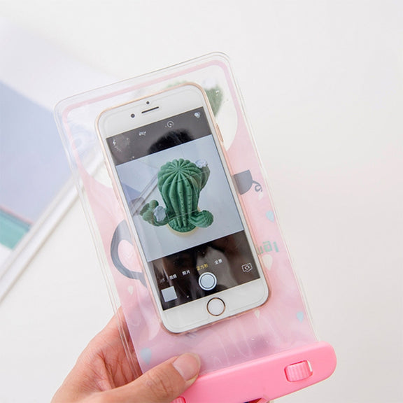 10 PCS Large Outdoor Photo Transparent Water-resistant Cartoon Mobile Phone Bag, Style:Little Pink Cat