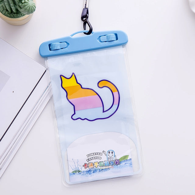 10 PCS Large Outdoor Photo Transparent Water-resistant Cartoon Mobile Phone Bag, Style:Little Cat