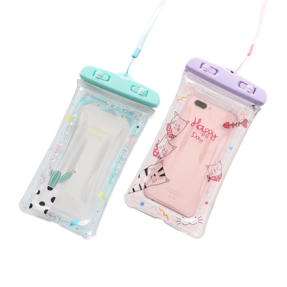 Cartoon Transparent Swimming Inflatable Air Bag Floating Mobile Phone Water-resistant Bag, Random Color Delivery
