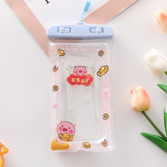 Cartoon Transparent Swimming Inflatable Air Bag Floating Mobile Phone Water-resistant Bag, Random Color Delivery