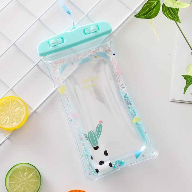 Cartoon Transparent Swimming Inflatable Air Bag Floating Mobile Phone Water-resistant Bag, Random Color Delivery