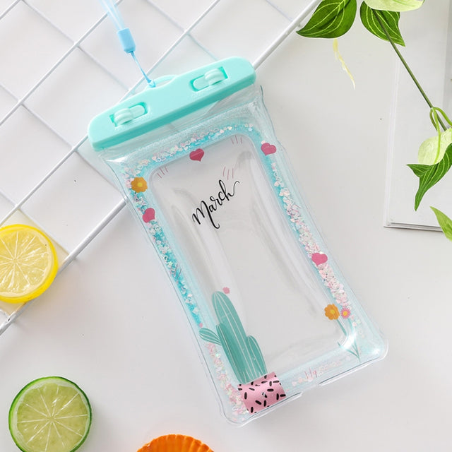 Cartoon Transparent Swimming Inflatable Air Bag Floating Mobile Phone Water-resistant Bag, Random Color Delivery